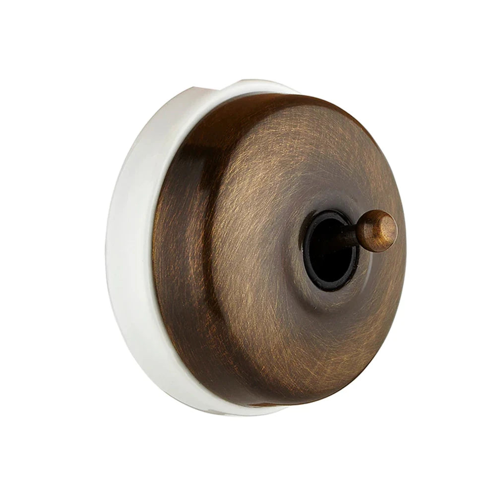 Dimbler Switch in White Porcelain and Antique Bronze