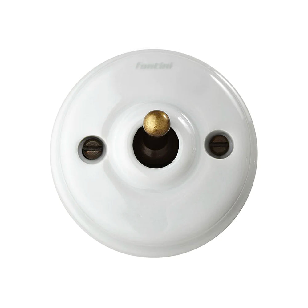 Dimbler Switch in White Porcelain with an Antique Bronze Knob