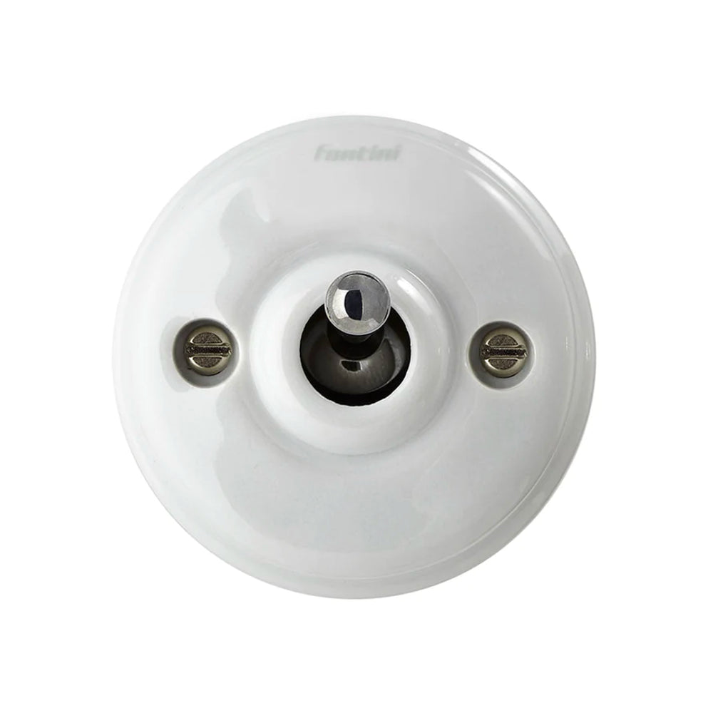 Dimbler Switch in White Porcelain with a Polished Chrome Knob