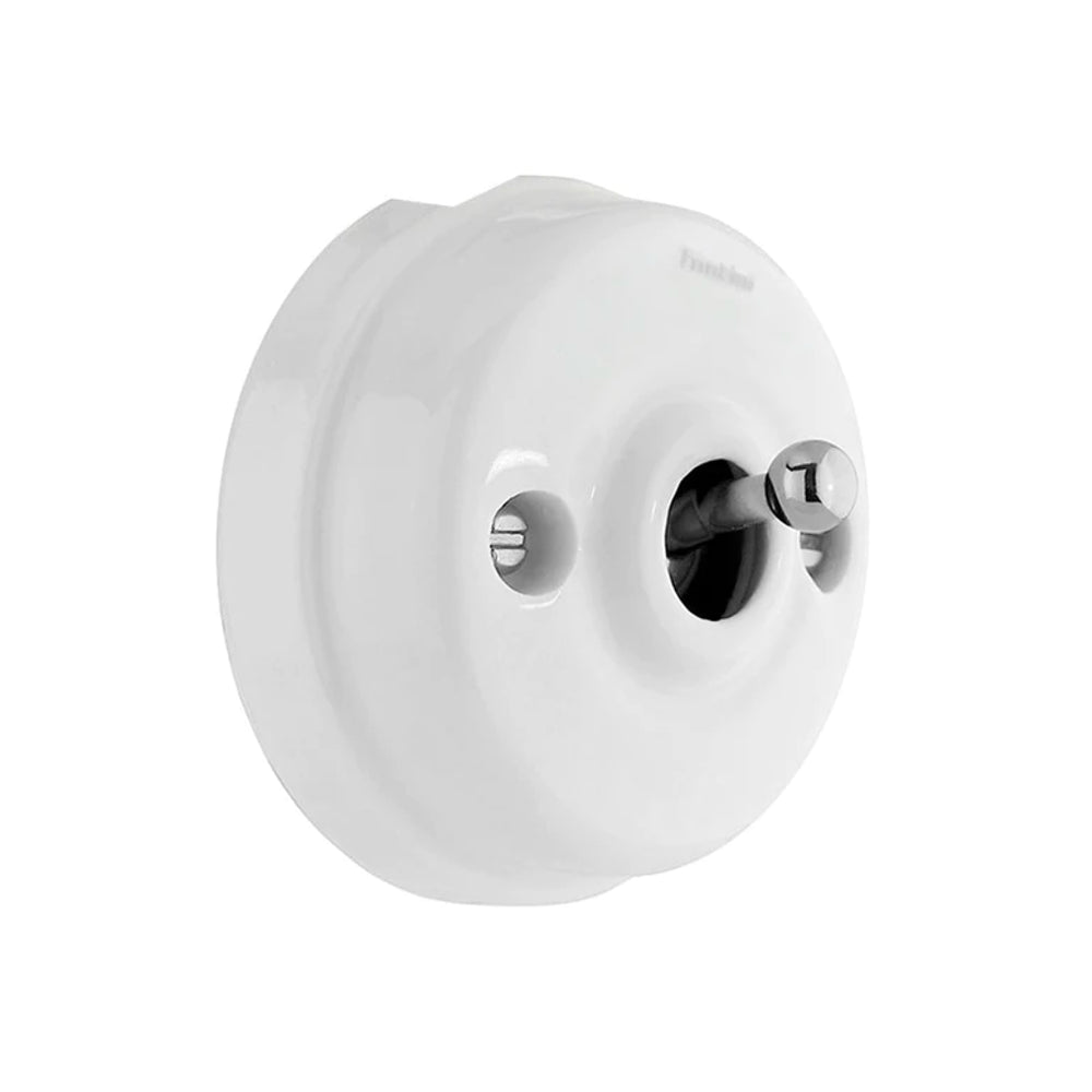 Dimbler Switch in White Porcelain with a Polished Chrome Knob