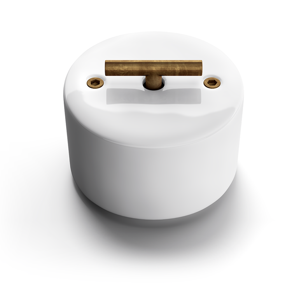 DO Switch in White porcelain with an Aged Brass Metal Knob