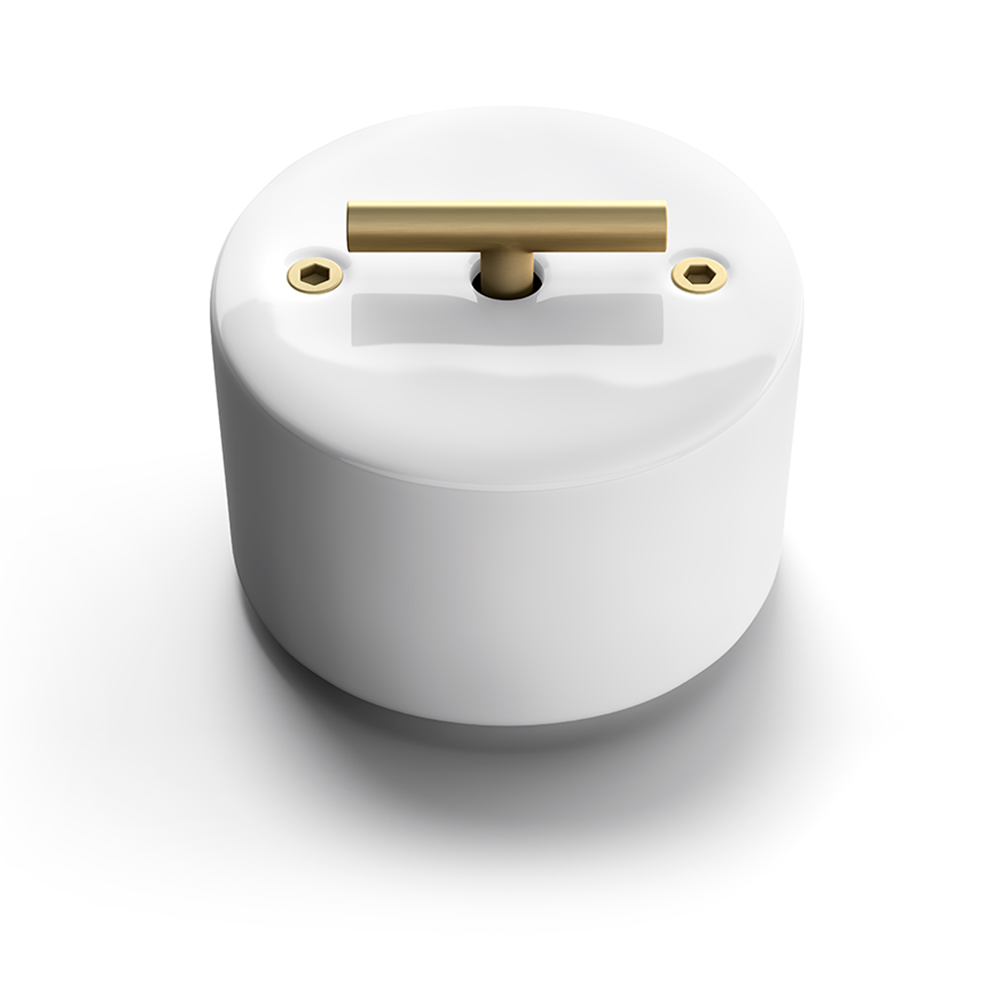 DO Switch in White porcelain with a Brass Metal Knob