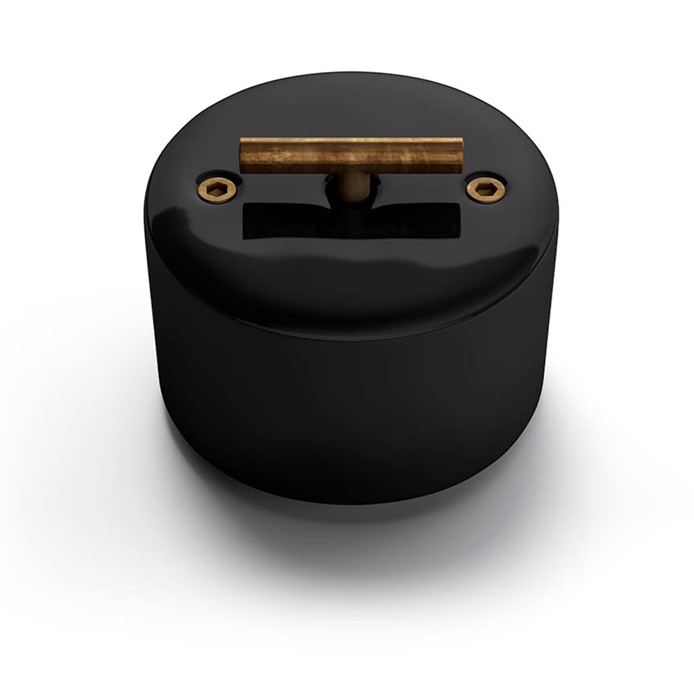 DO Switch in Black Porcelain with an Aged Brass Metal Knob