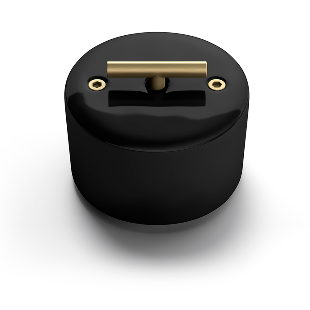 DO Switch in Black Porcelain with a Brass Metal Knob