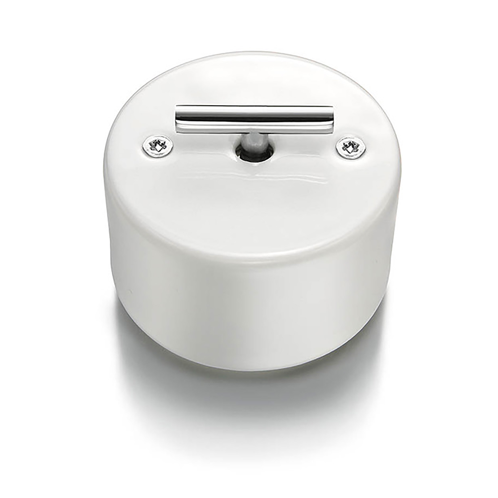 DO Switch in White Porcelain with a Chrome-colored Metal Knob