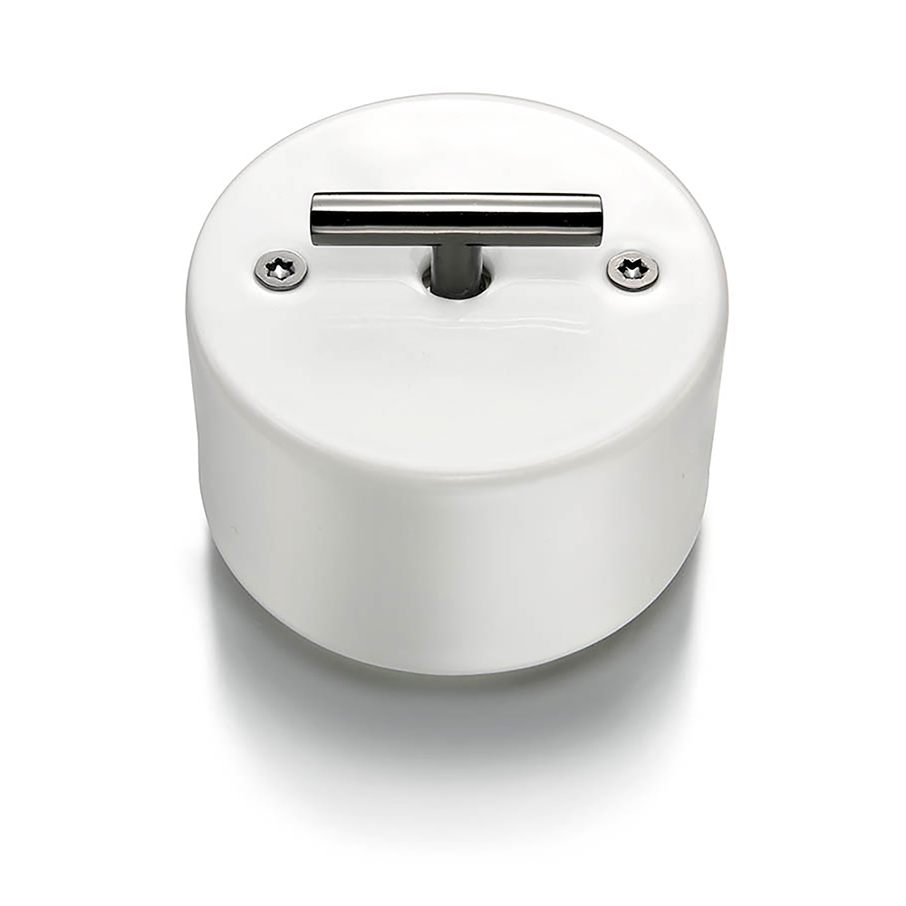 DO Switch in White Porcelain with a Black Nickel Metal Knob