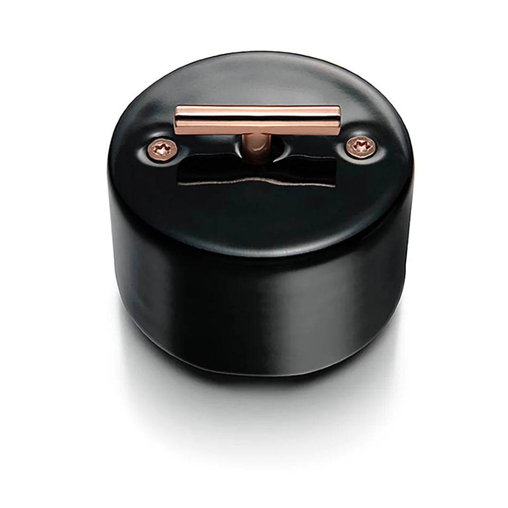 DO Switch in Black porcelain with a Polished Copper-colored Metal Knob
