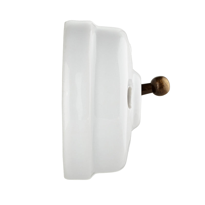 Dimbler Switch in White Porcelain with an Antique Bronze Knob