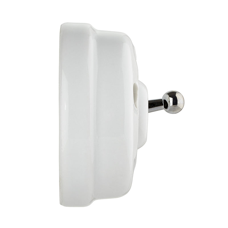 Dimbler Switch in White Porcelain with a Polished Chrome Knob