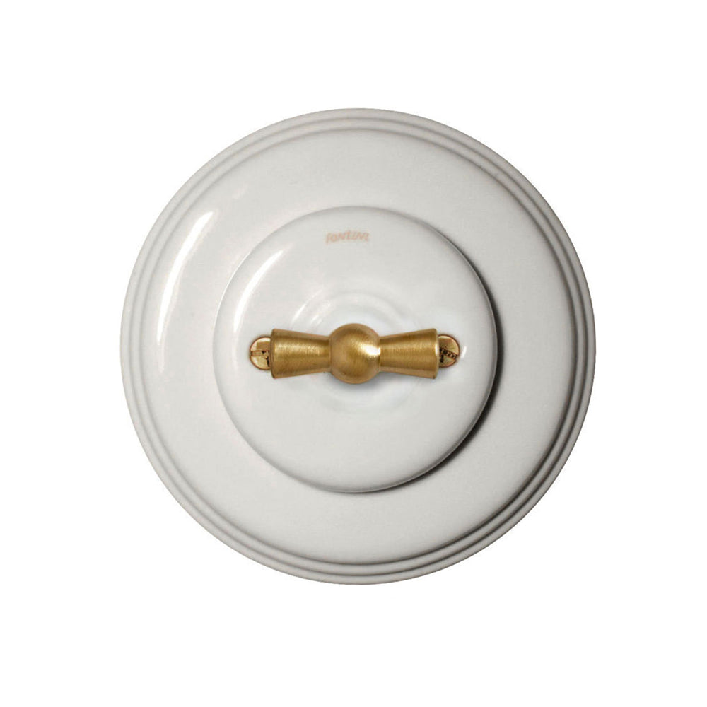 Garby Colonial Switch in White Porcelain and Brass