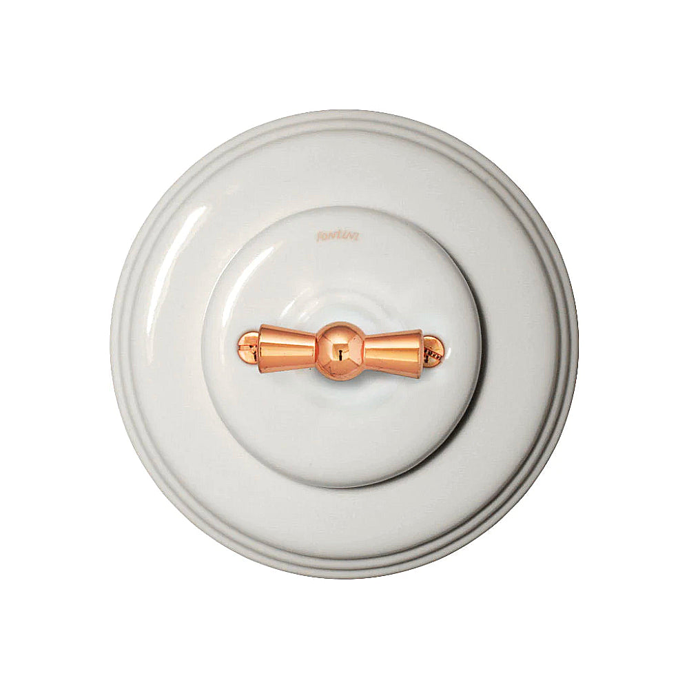 Garby Colonial Switch in White Porcelain and Polished Copper