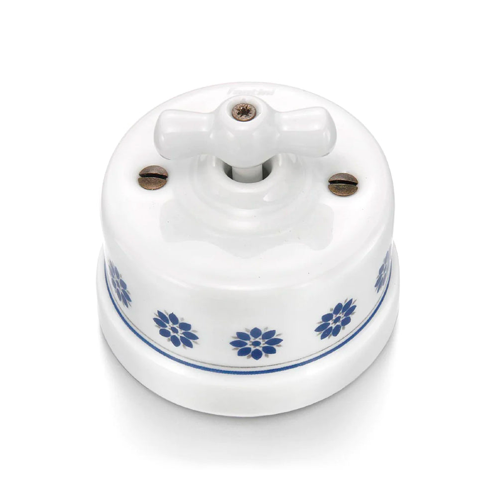 Garby Switch in White Porcelain with Blue Flowers