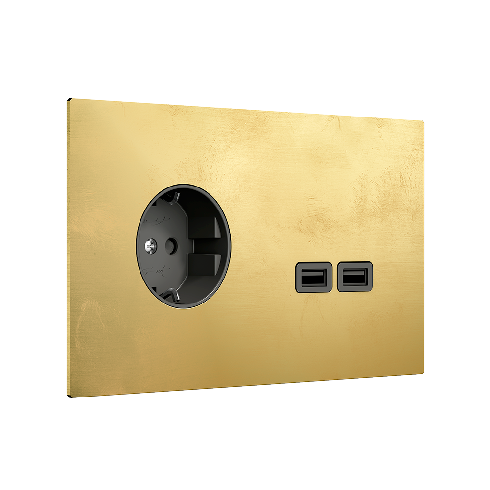 More Outlet and USB chargers in Soft Polished brass