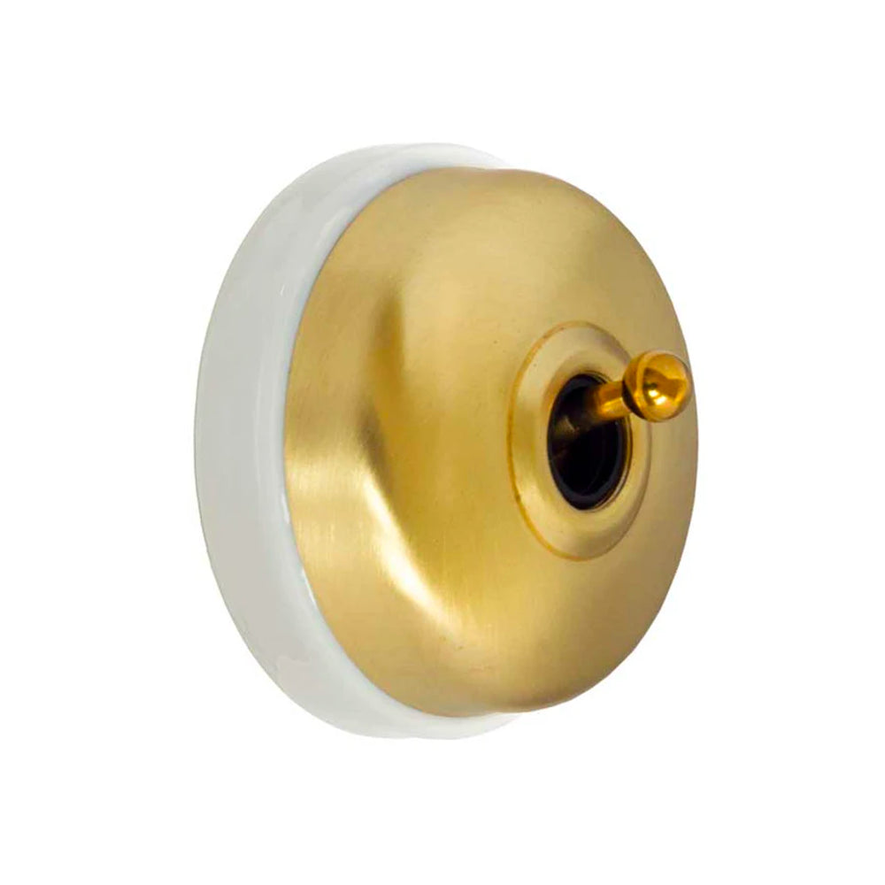 Dimbler Switch in White Porcelain and Brushed Golden Brass